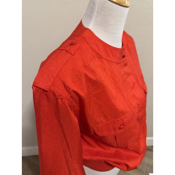 VINTAGE 90s Red Womens Joan Harper Long Sleeve Shirt Size 6 - Picture 2 of 6